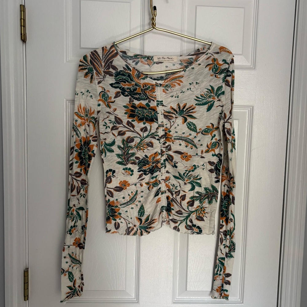 Free People Floral Long Sleeve Top